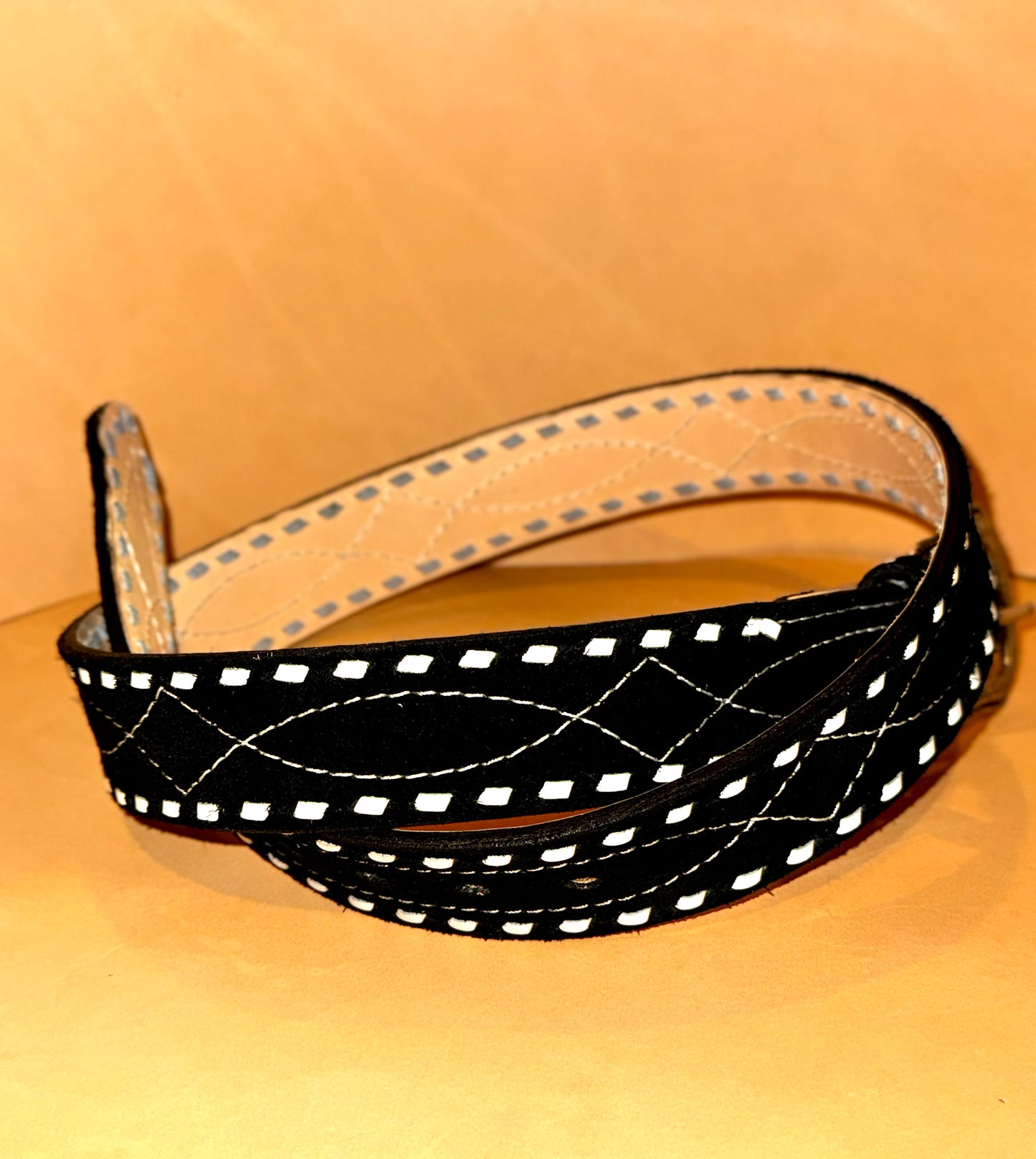 Suede Belt with Buck Stitching
