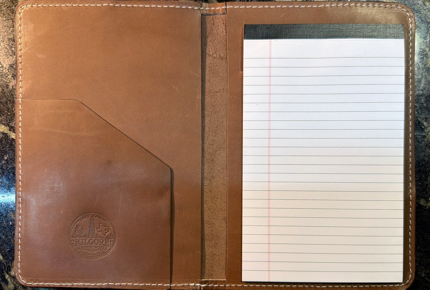 Leather mini legal pad portfolio.
