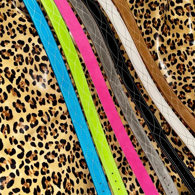 Colorful Suede Leather Belts With Exclusive Cheetah Print Liner!