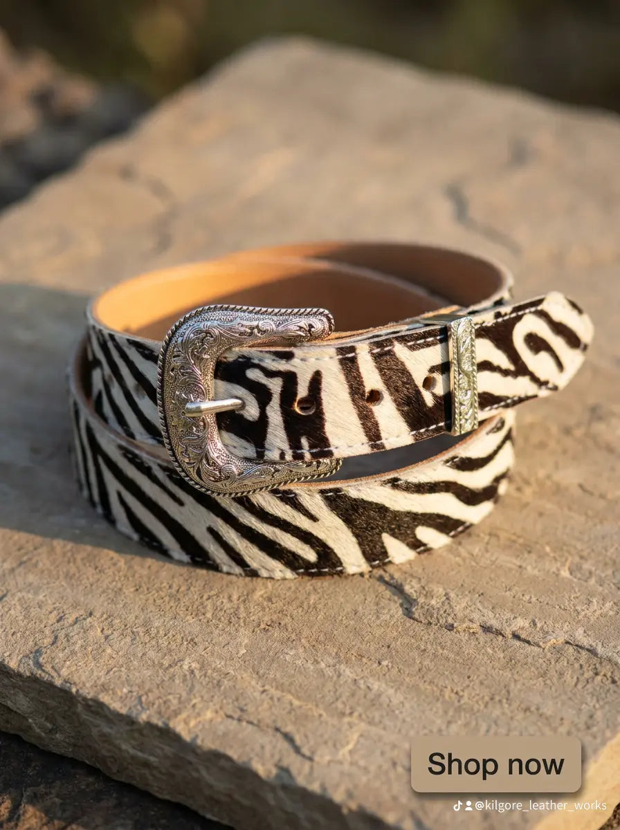 Hair-On Cowhide Belt