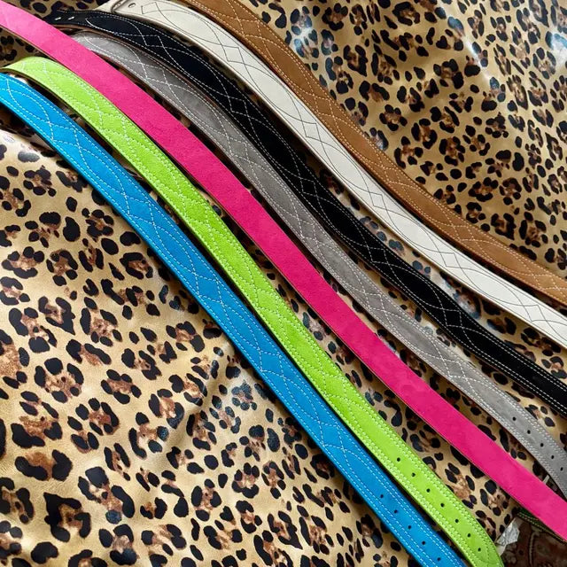 Colorful Suede Leather Belts With Exclusive Cheetah Print Liner!