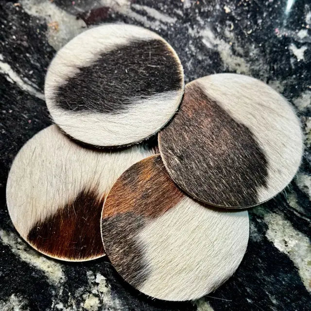 Luxury Leather & Hair-On-Hide Personalized Coasters