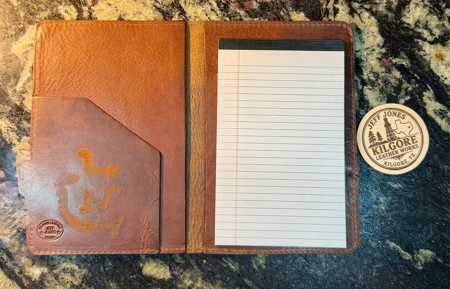 Leather mini legal pad portfolio.