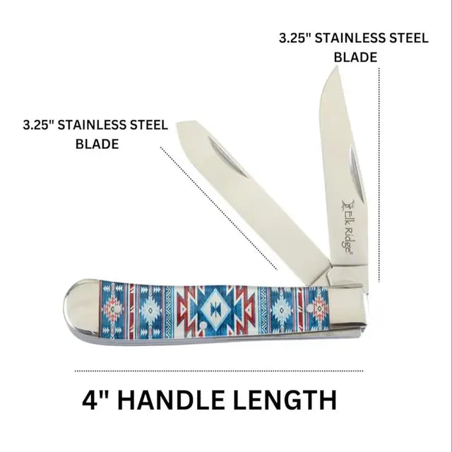 Elk Ridge Southwestern Pattern 4" trapper Pocket Knife