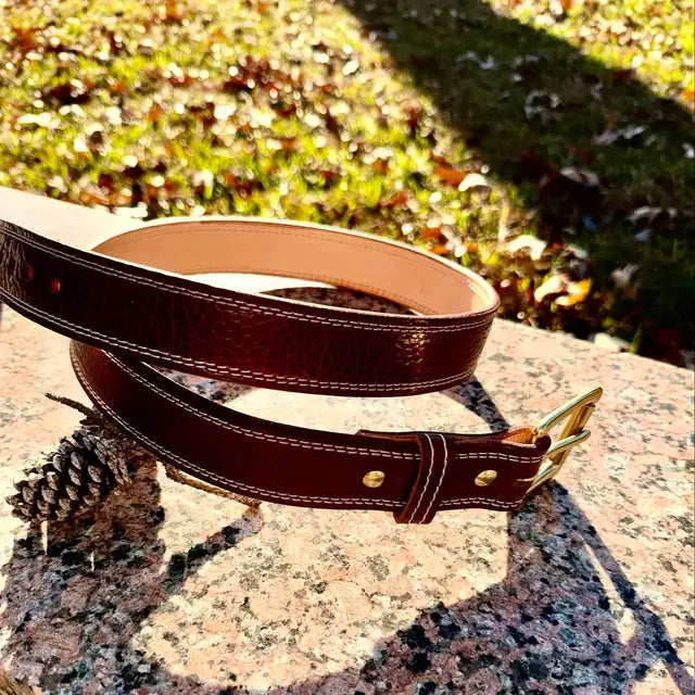 American Shrunken Bison  Leather Belt