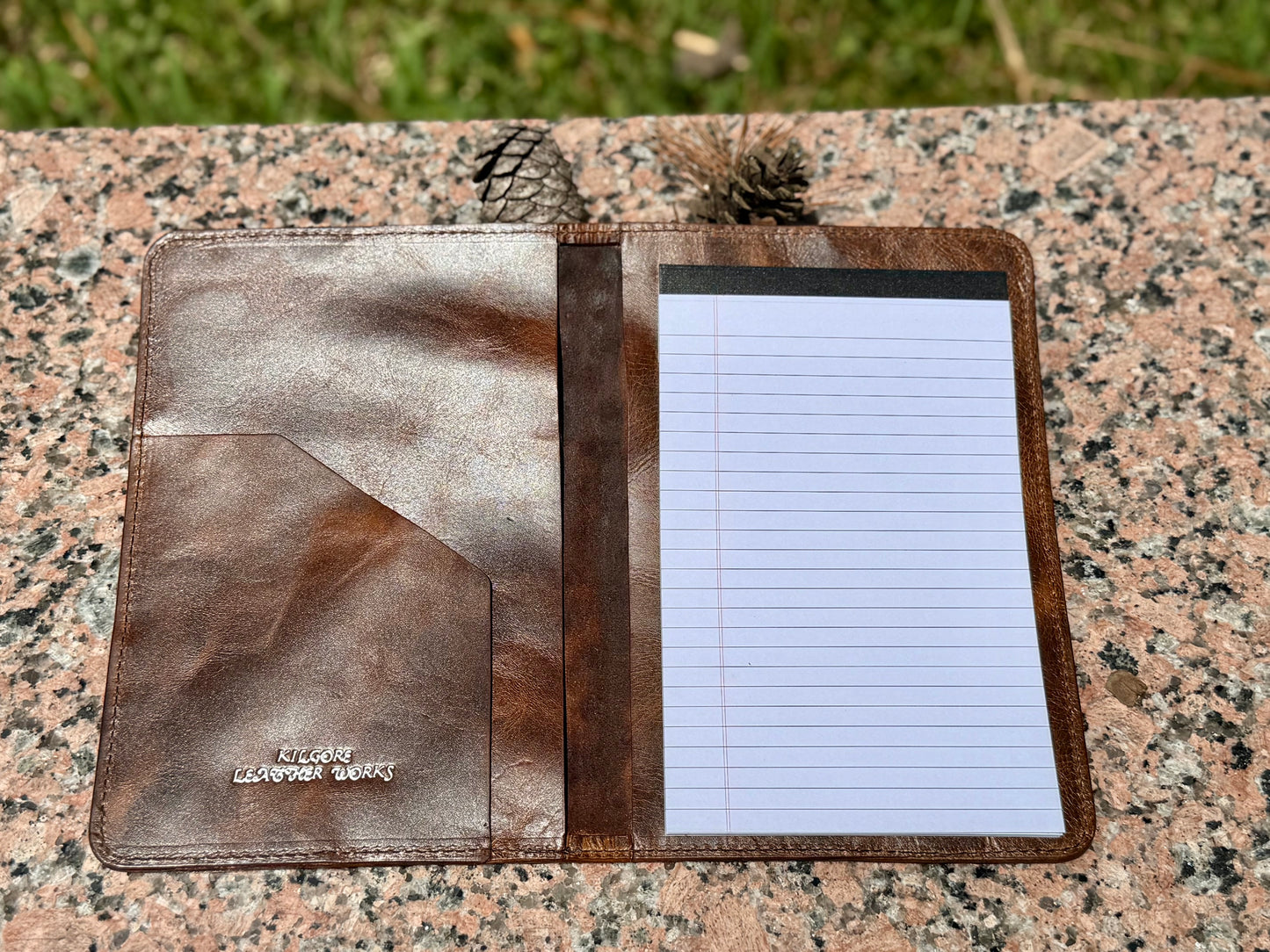 Leather mini legal pad portfolio.