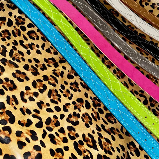 Colorful Suede Leather Belts With Exclusive Cheetah Print Liner!
