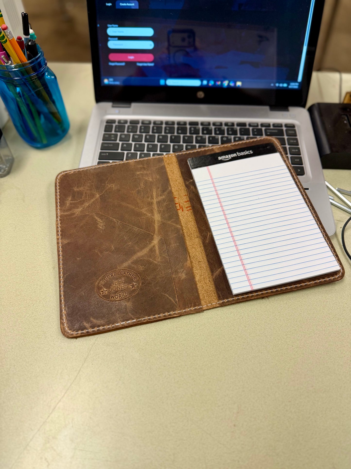 Leather mini legal pad portfolio.