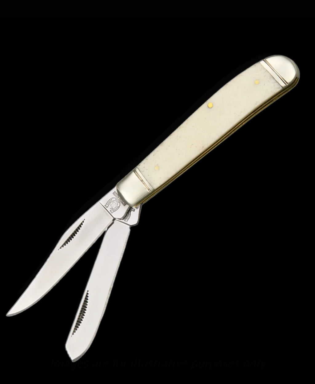 Rough Rider 100 Mini Trapper Folding Pocket Knife with White Bone Handle