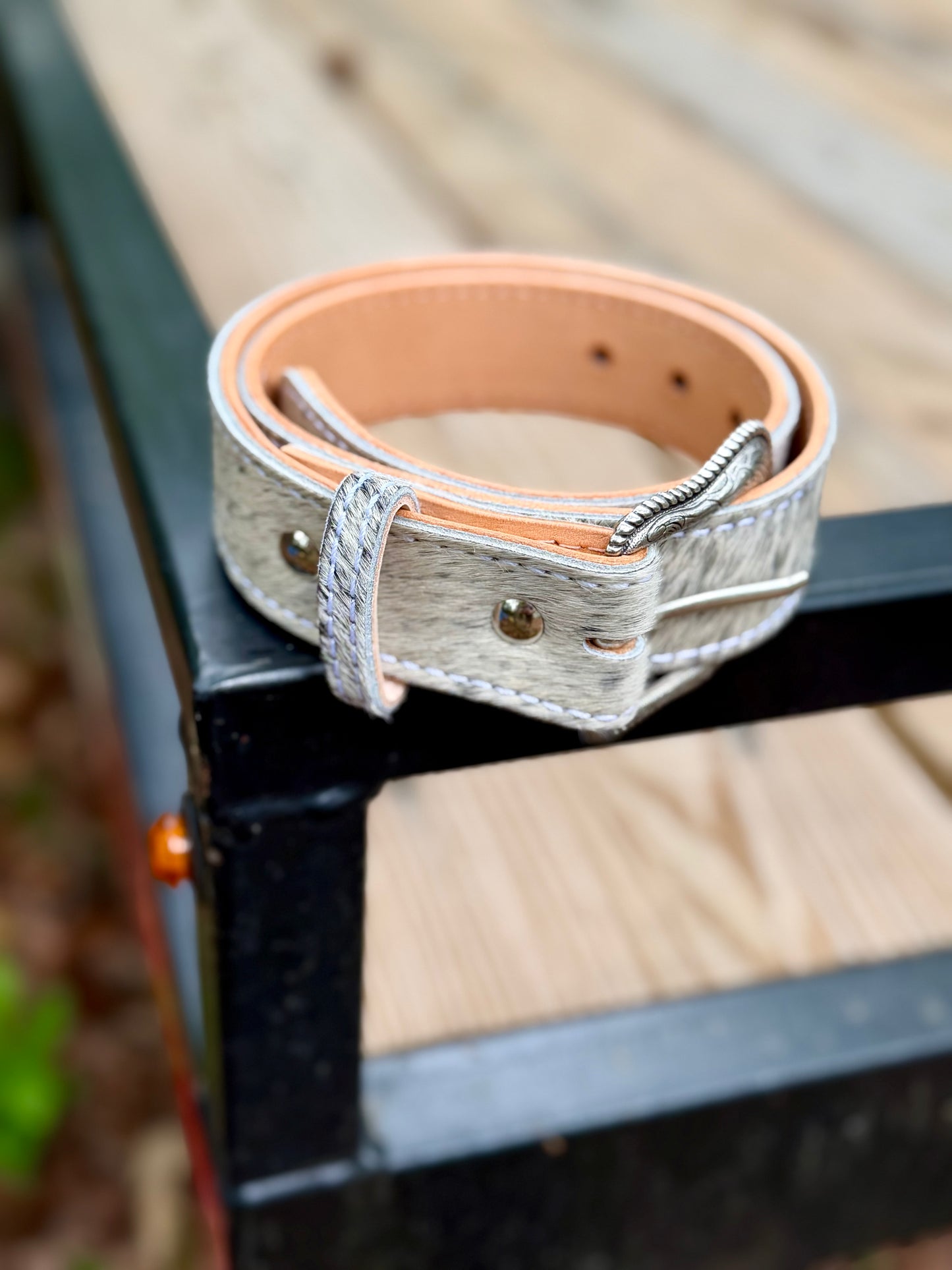 Hair-On Cowhide Belt