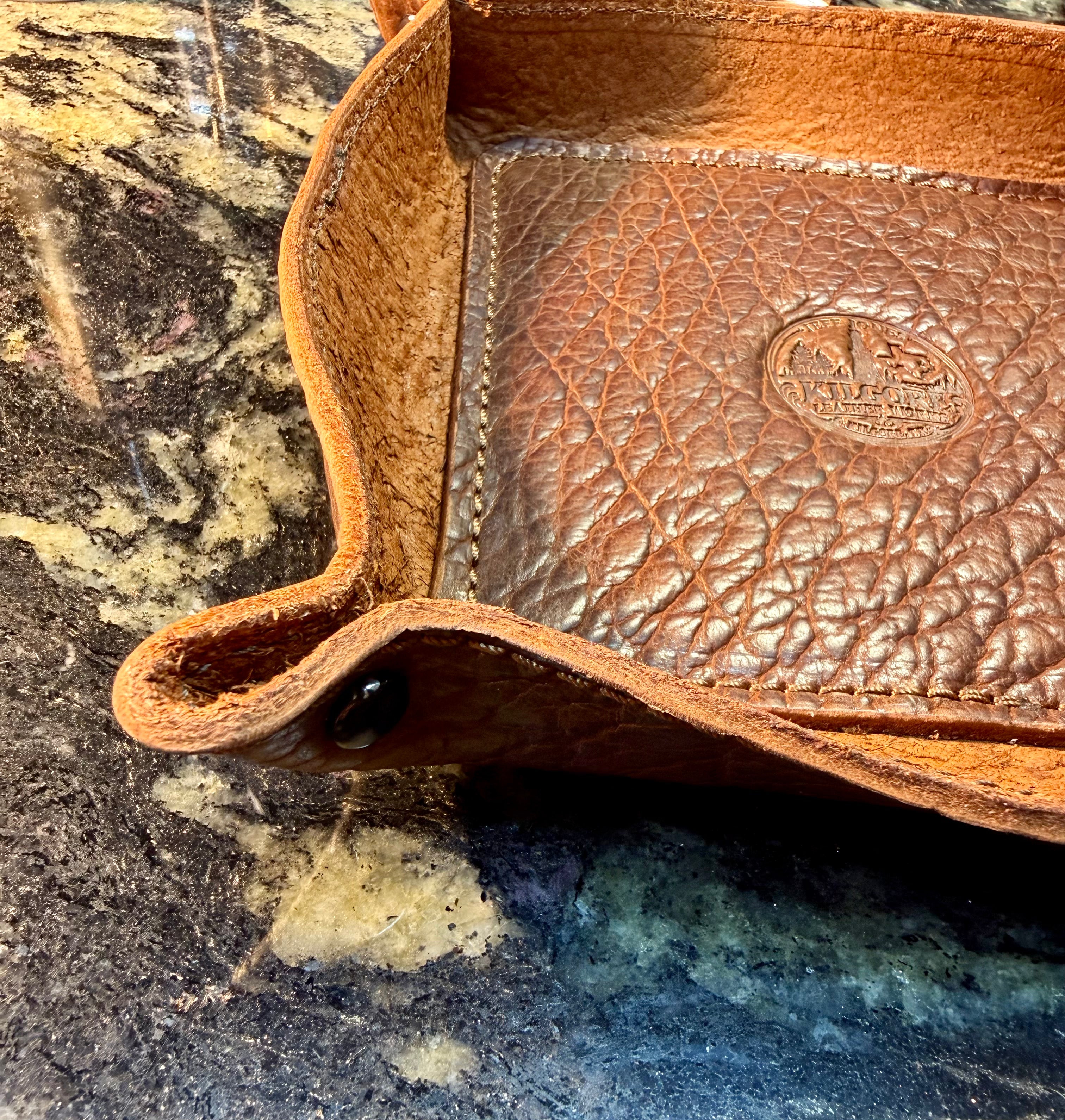 Hand Made American Bison Leather Valet Tray