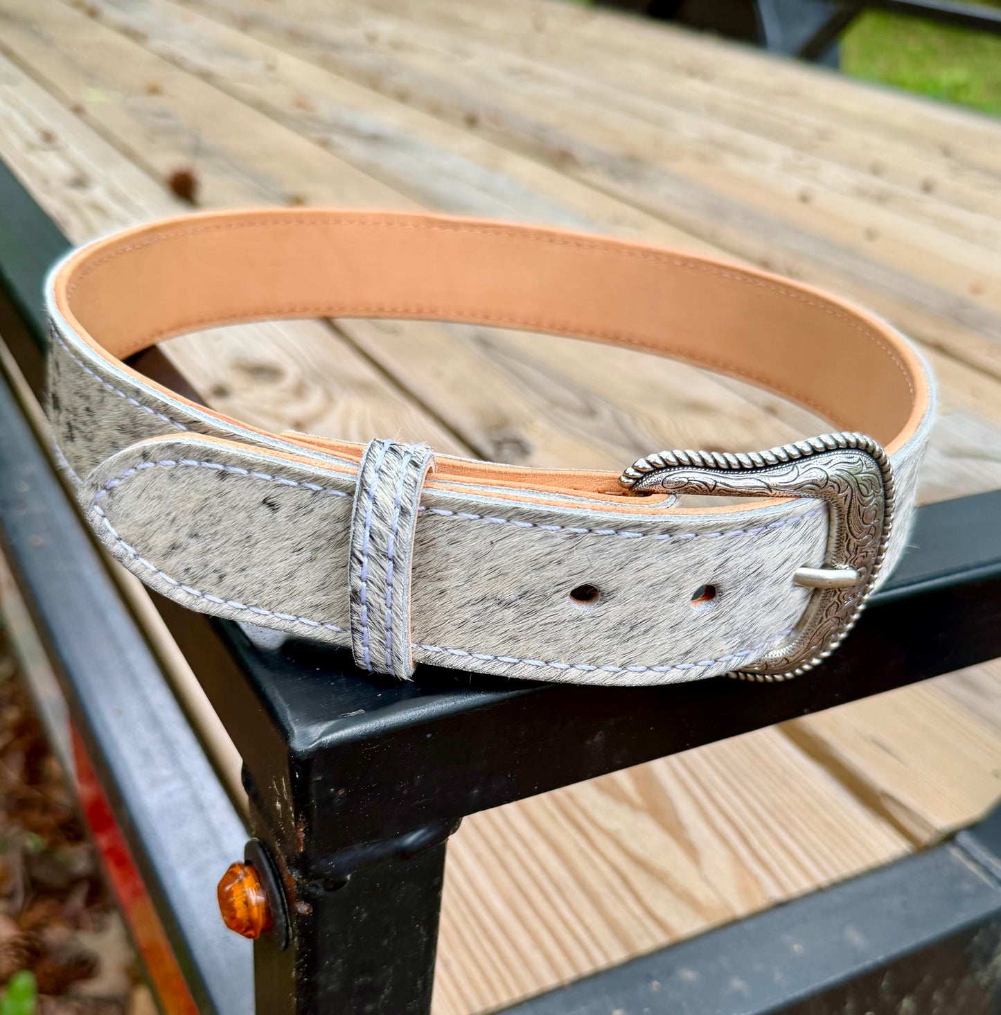 Hair-On Cowhide Belt