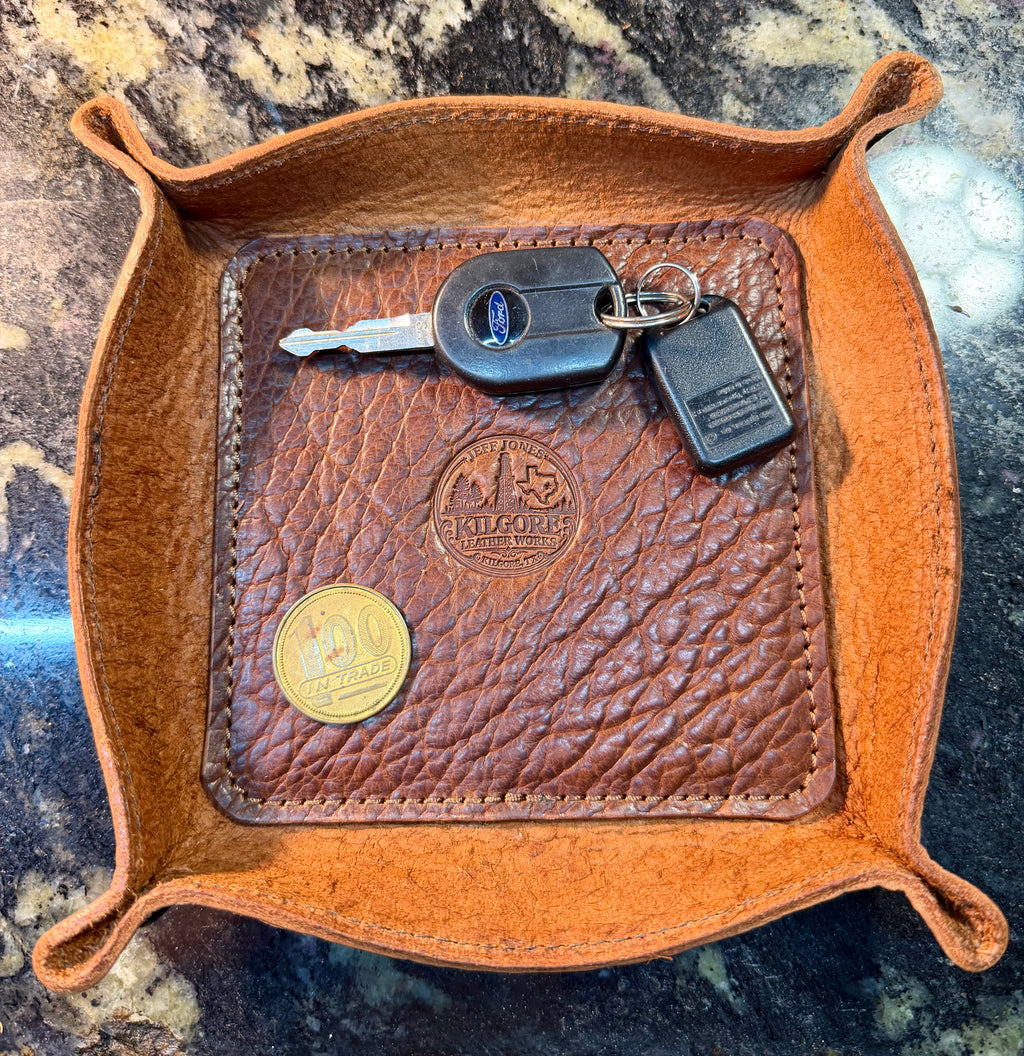 Hand Made American Bison Leather Valet Tray