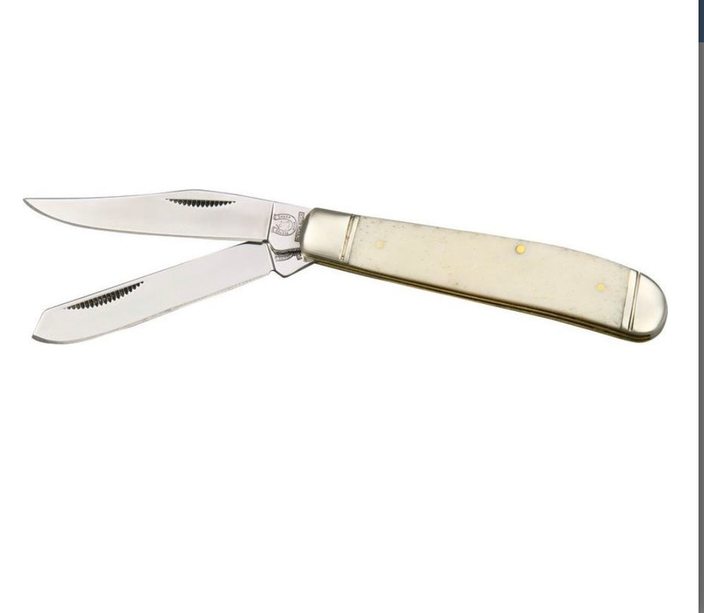 Rough Rider 100 Mini Trapper Folding Pocket Knife with White Bone Handle