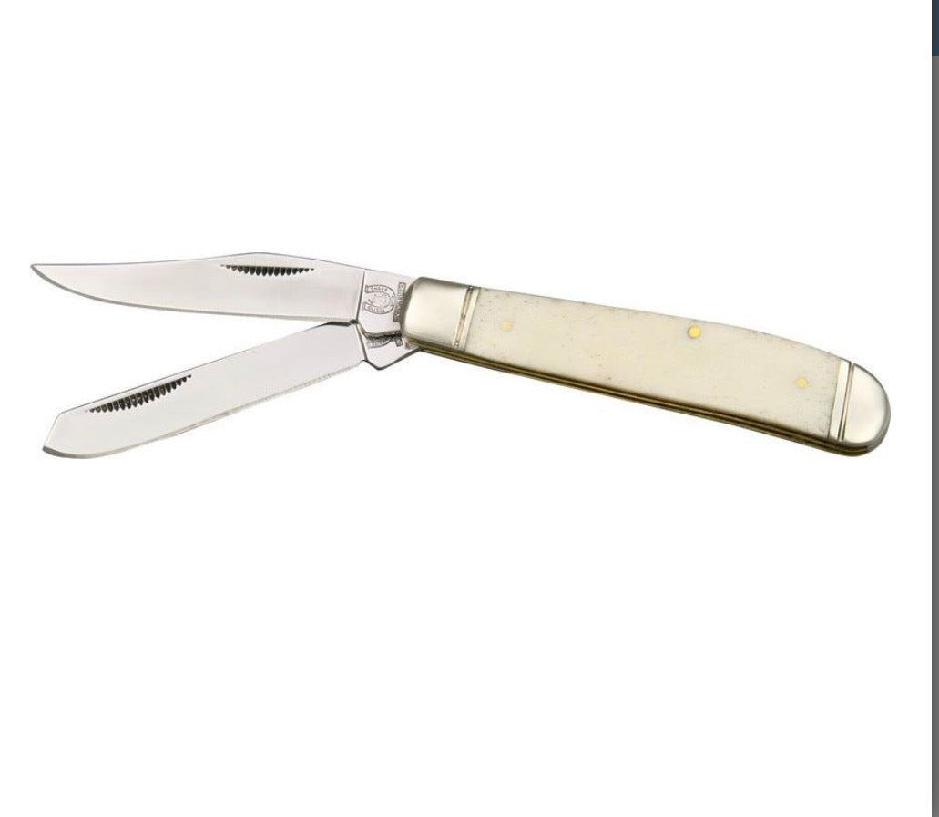 Rough Rider 100 Mini Trapper Folding Pocket Knife with White Bone Handle