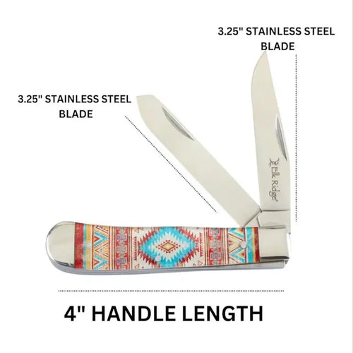 Elk Ridge Southwestern Pattern 4" trapper Pocket Knife