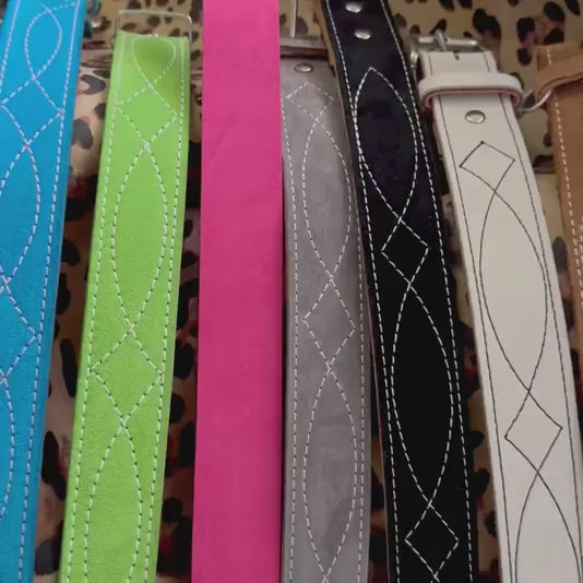 Colorful Suede Leather Belts With Exclusive Cheetah Print Liner!