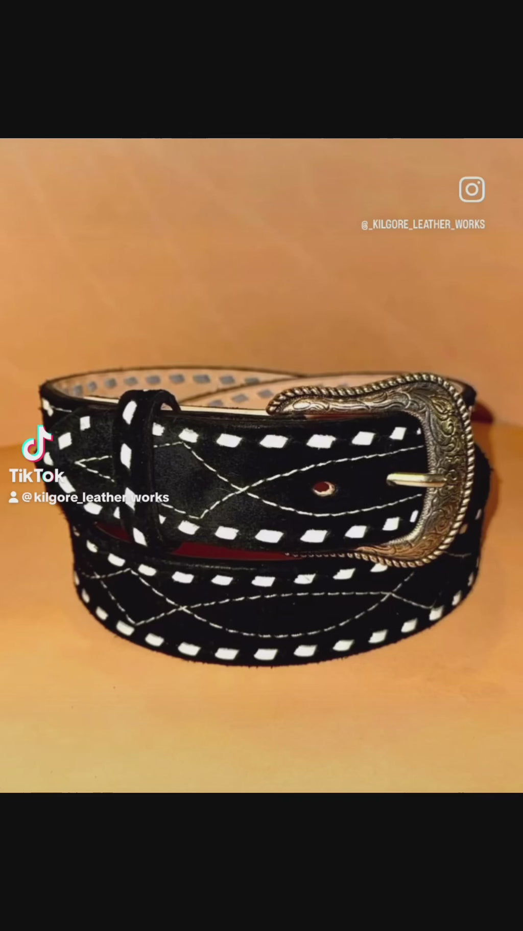 Suede Belt with Buck Stitching